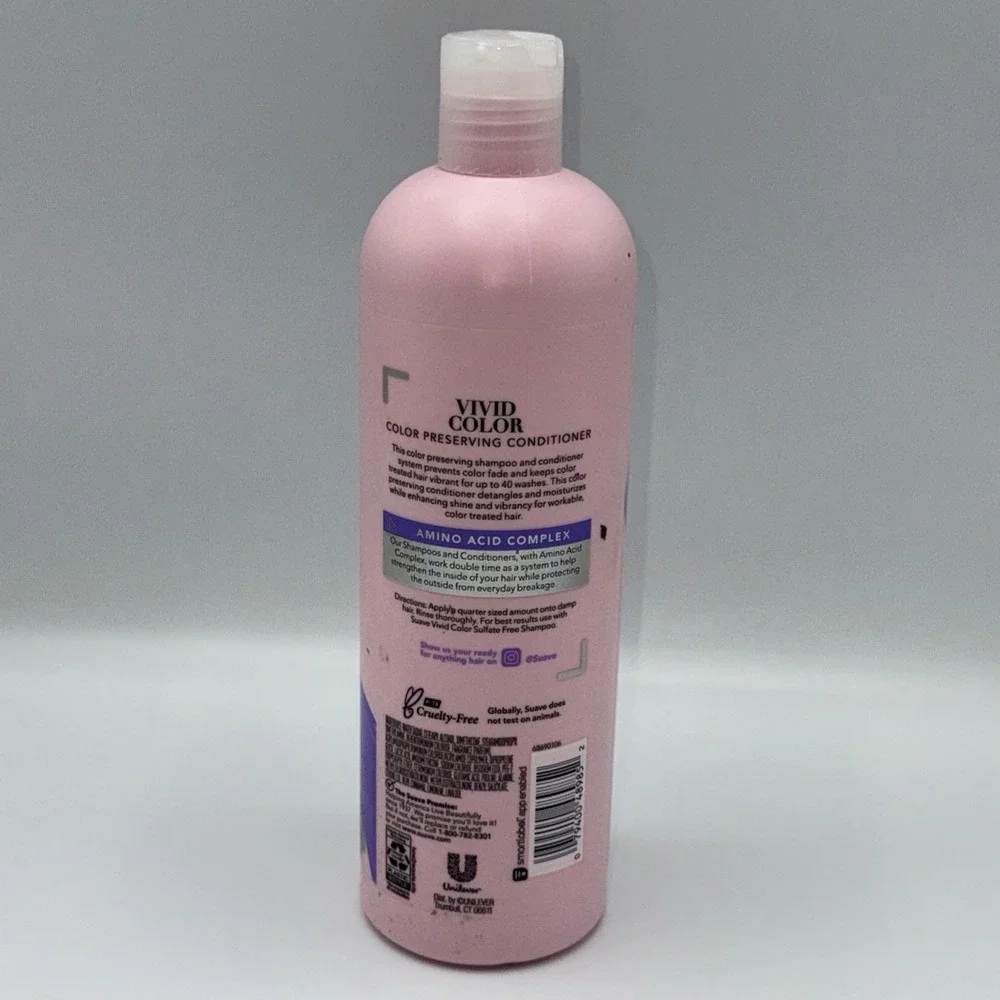Suave Vivid Color Shampoo & Conditioner Sulfate Free & Amino Acid Complex Pink